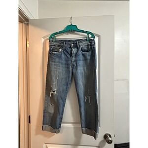 Vince Selvage Boyfriend Union Slouch High Rise Straight Crop Cuffed Leg Jeans